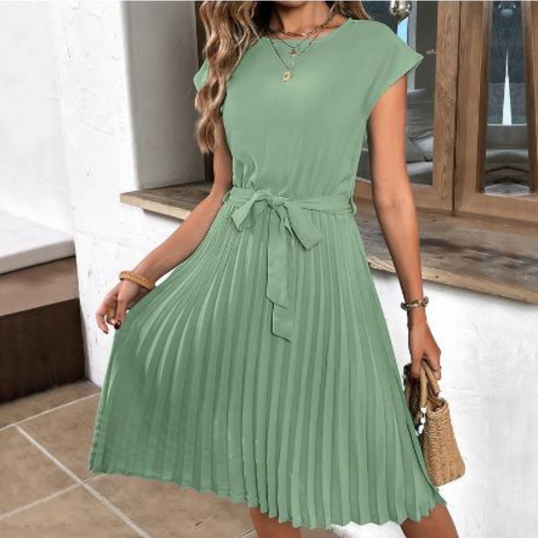 Kurzärmeliges Plissee-Minikleid für Damen 9