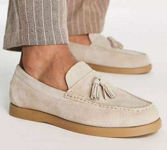 Herren Loafers Beige Leder Eleganter Stil Komfortable Schuhe-2