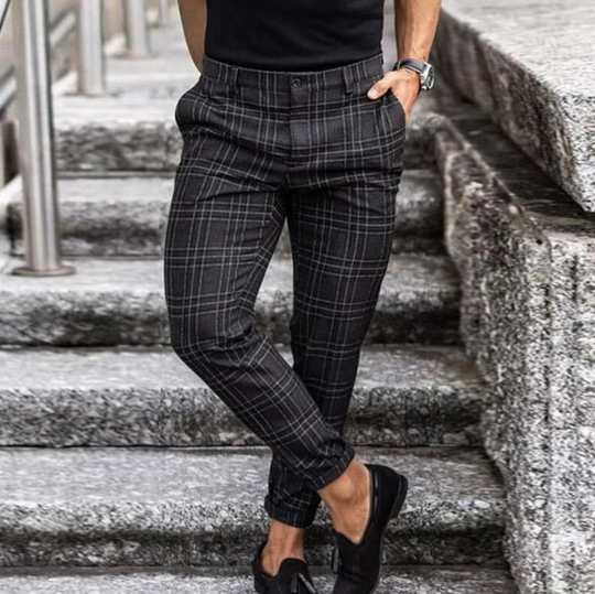 Variant image for Herren Hose Elegantes Rautenmuster Baumwolle Regular Fit-28