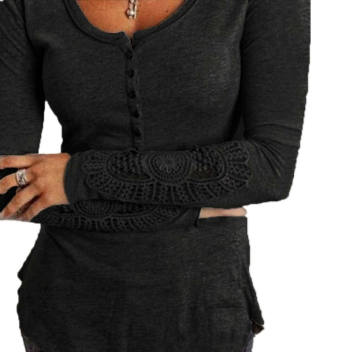 Langarmhemd Mit Spitze