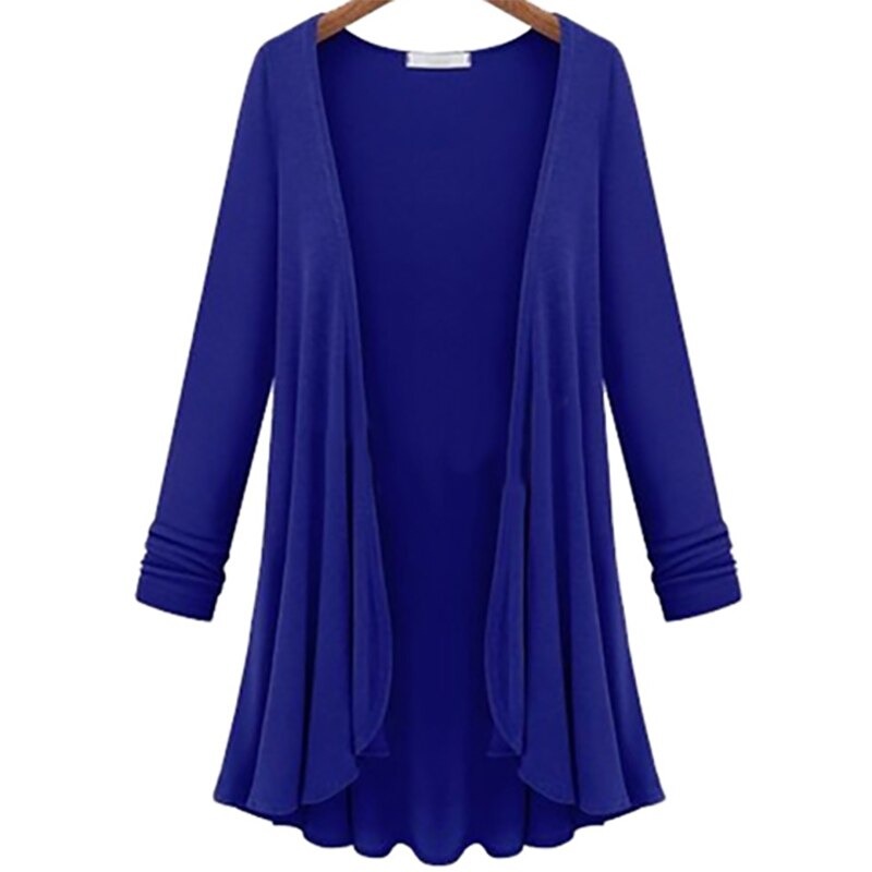 Lässige Langärmelige Strickjacke Mit Rüschen