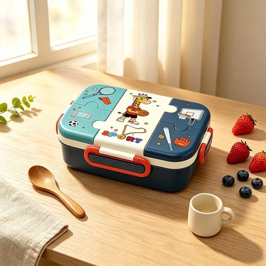 Lunchbox mit Sportmotiv und mehreren Fächern für Kinder und Erwachsene 0