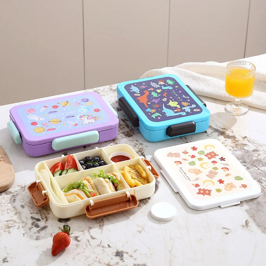 Lunchbox mit Tiermotiven und sicherem Verschluss für Kinder und Erwachsene 2
