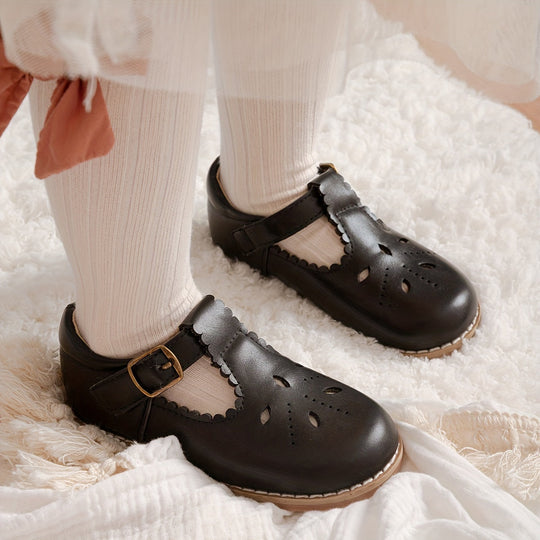 Mädchenschuhe Vintage Stil Flach mit Antirutschsohle 23-38 5