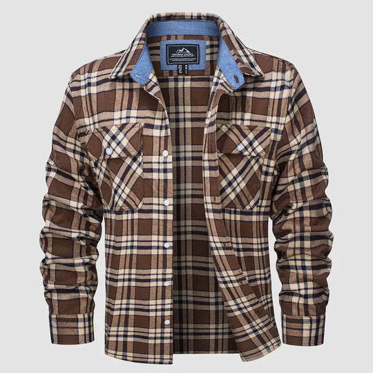 Herrenhemd Langarm Flanell Gefüttert Modern Baumwolle-2