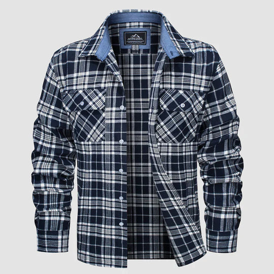 Herrenhemd Langarm Flanell Gefüttert Modern Baumwolle-5