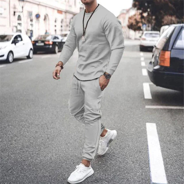 Herren Set Bequem Langarmshirt und Hose Baumwolle 4