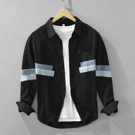 Herren Patchwork Hemd Lässiger Schnitt Baumwolle 1
