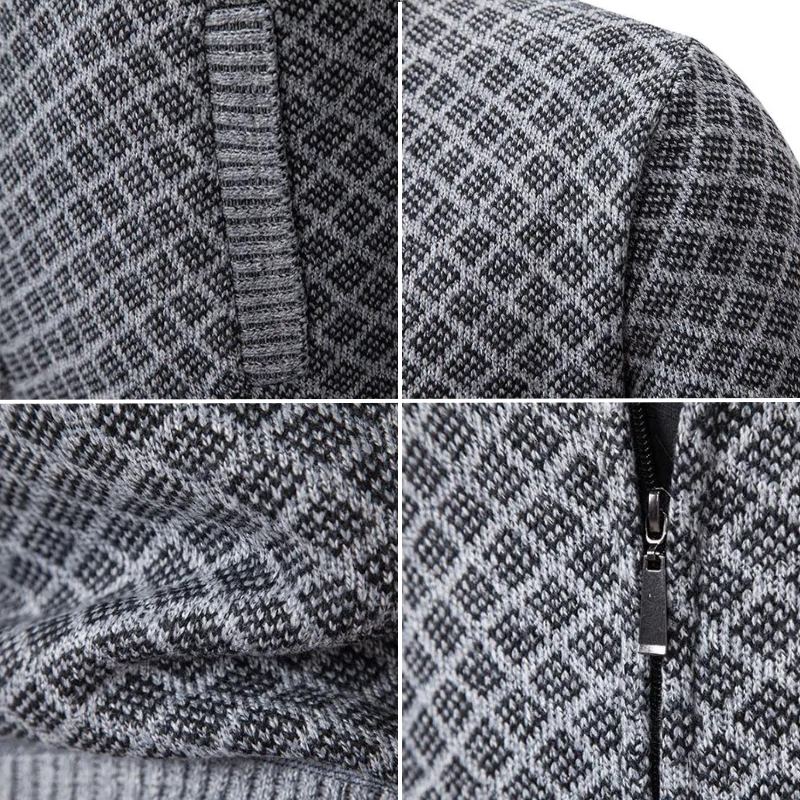 Herren Strickjacke Jacquard Stil Weiches Material-6