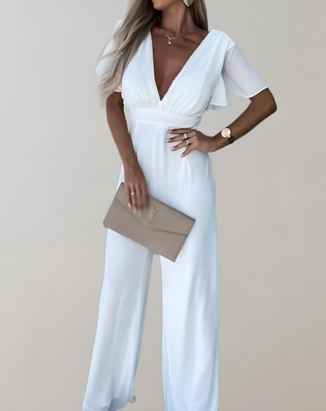 Variant image for Damen Jumpsuit Festlich V-Ausschnitt Weite Beine Polyester-17