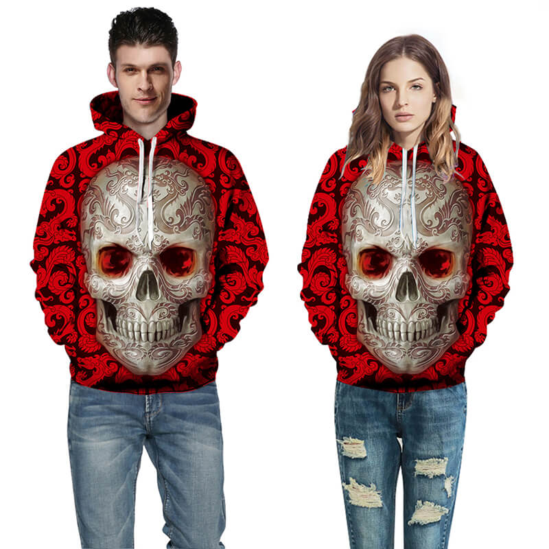 Roter Hoodie Mit Totenkopf