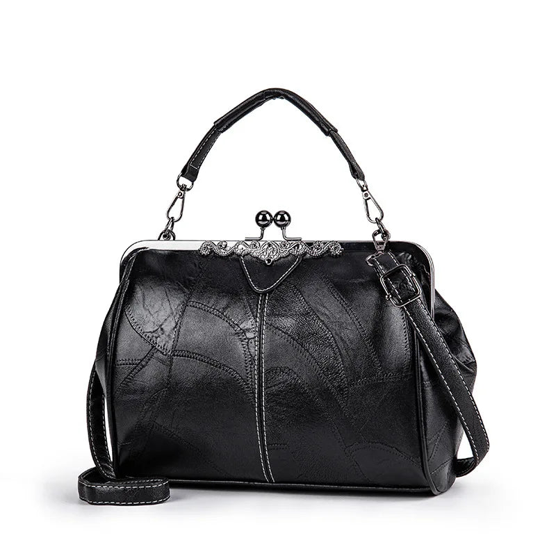 Damen Handtasche Retro-Chic Kunstleder Geräumig Elegant 4