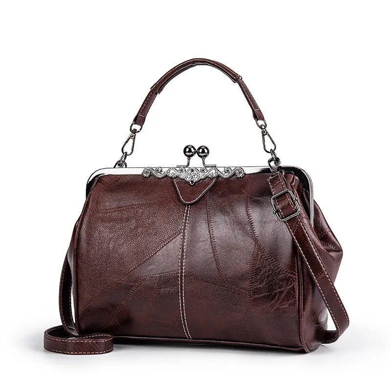 Damen Handtasche Retro-Chic Kunstleder Geräumig Elegant 1