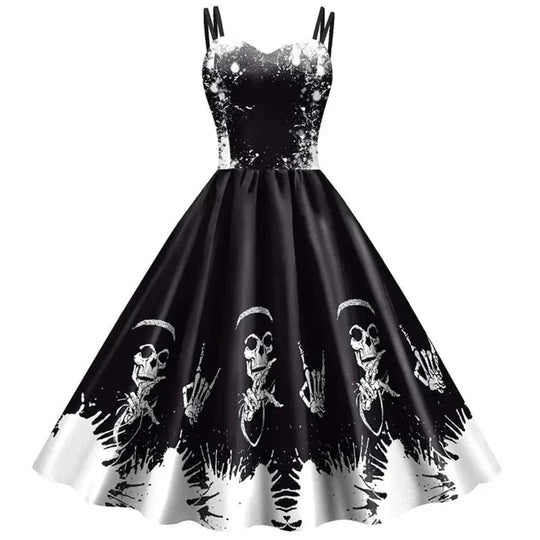 Variant image for Damen Gothic Kleid A-Linie Vintage Stil Hochwertiger Stoff-13
