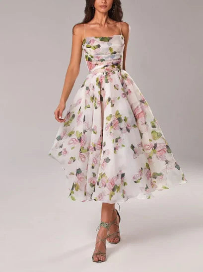 Variant image for Damen Asymmetrisches Kleid mit Bedruckter Krawatte für Hochzeitsgast und Abendveranstaltungen-17