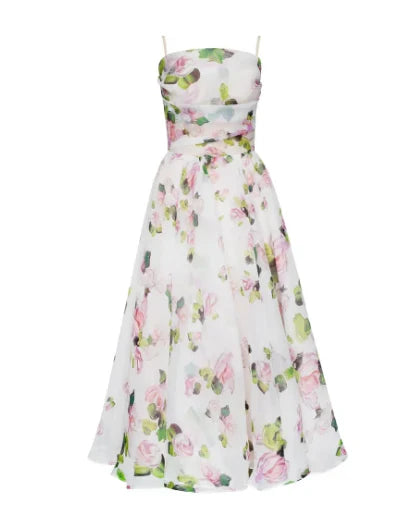 Damen Asymmetrisches Kleid mit Bedruckter Krawatte für Hochzeitsgast und Abendveranstaltungen-5