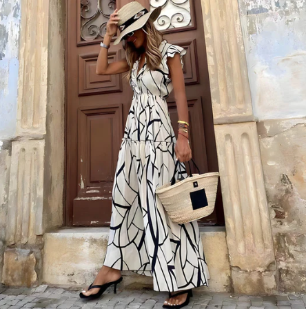 Variant image for Damen Kleid Gestreift Bequem Baumwolle für Sommer, Elegantes Outfit für Verschiedene Anlässe-1