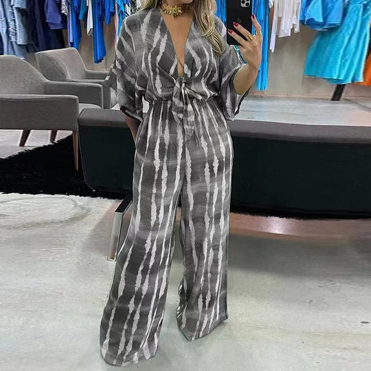 Variant image for Damen Jumpsuit Elegant Fließende Silhouette mit Tiefem V-Ausschnitt für Sommer und Hochzeit-15