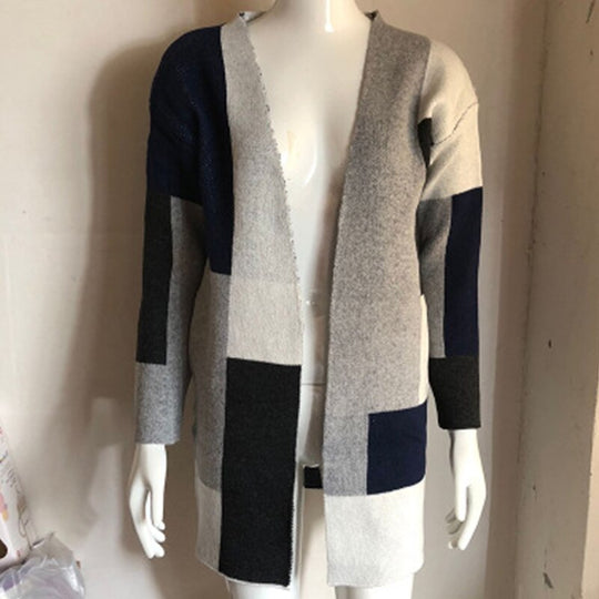 Tasche Kontrast Lose Strickjacke