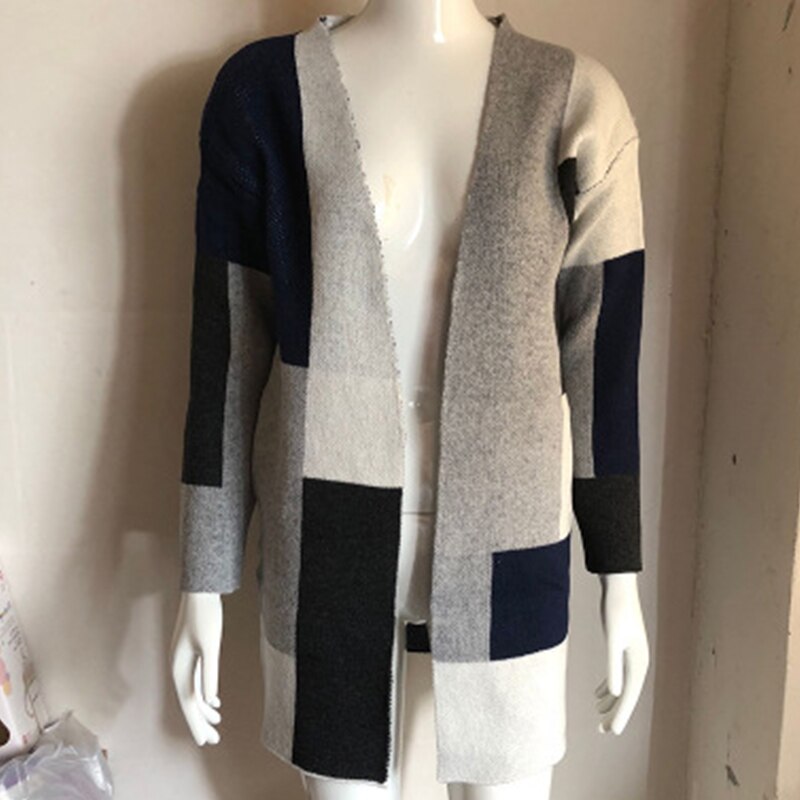 Tasche Kontrast Lose Strickjacke