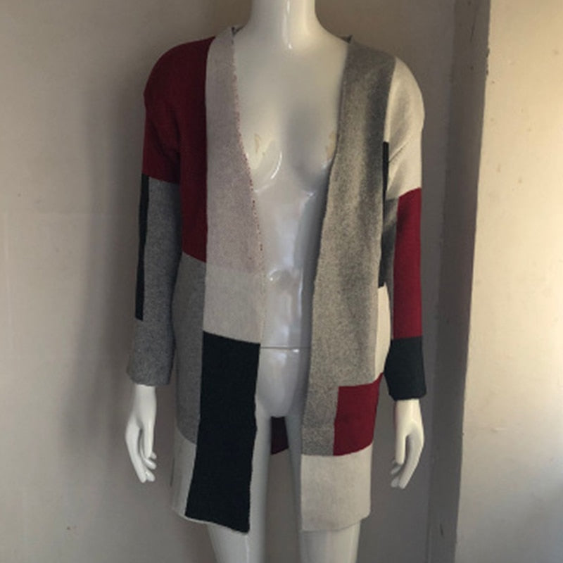 Tasche Kontrast Lose Strickjacke