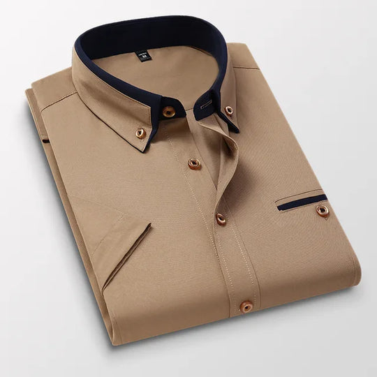 Herren Kurzarmhemd Klassischer Stil Baumwolle Polyester 5