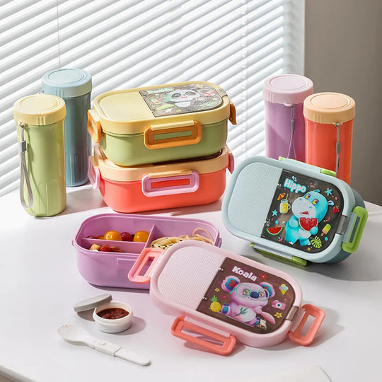 Unisex Bento-Lunchbox mit verspieltem Tierdesign und praktischem Fächerlayout 1