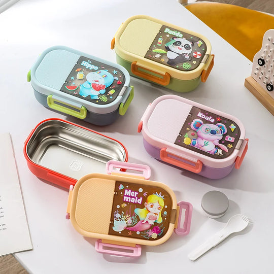 Unisex Bento-Lunchbox mit verspieltem Tierdesign und praktischem Fächerlayout 6