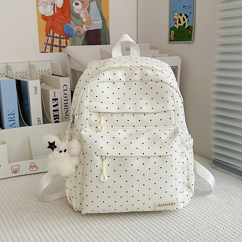 Unisex Rucksack mit Polka-Dot-Muster Verspielt 1