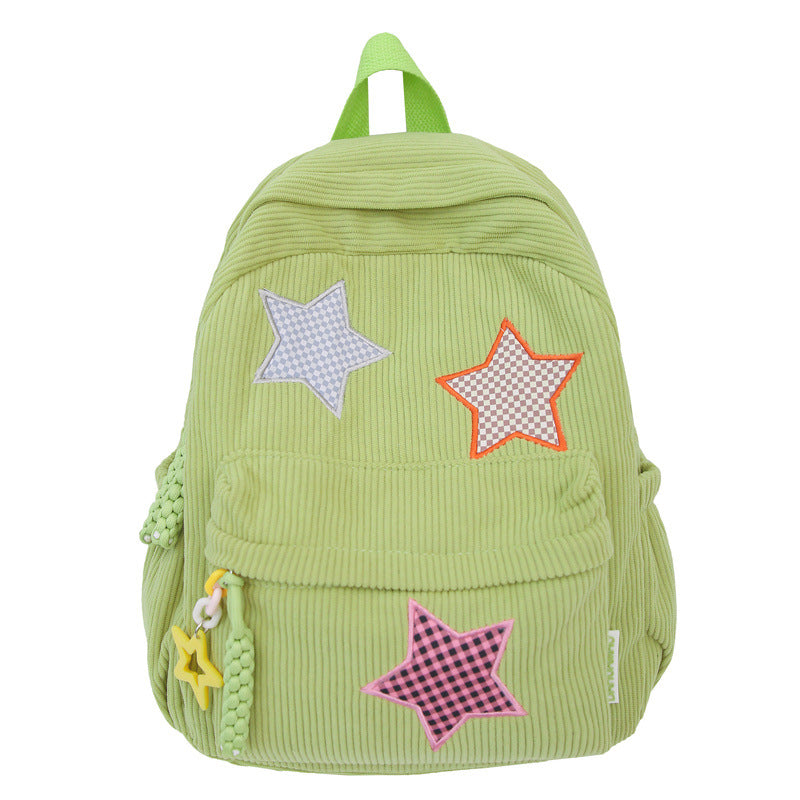 Unisex Rucksack mit Sternapplikationen und Cord-Design für Schule und Freizeit 6