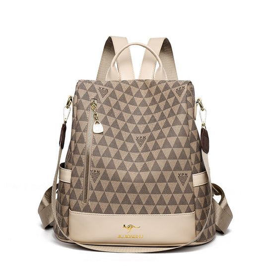 Unisex Rucksack mit geometrischem Muster und mehreren Taschen 0