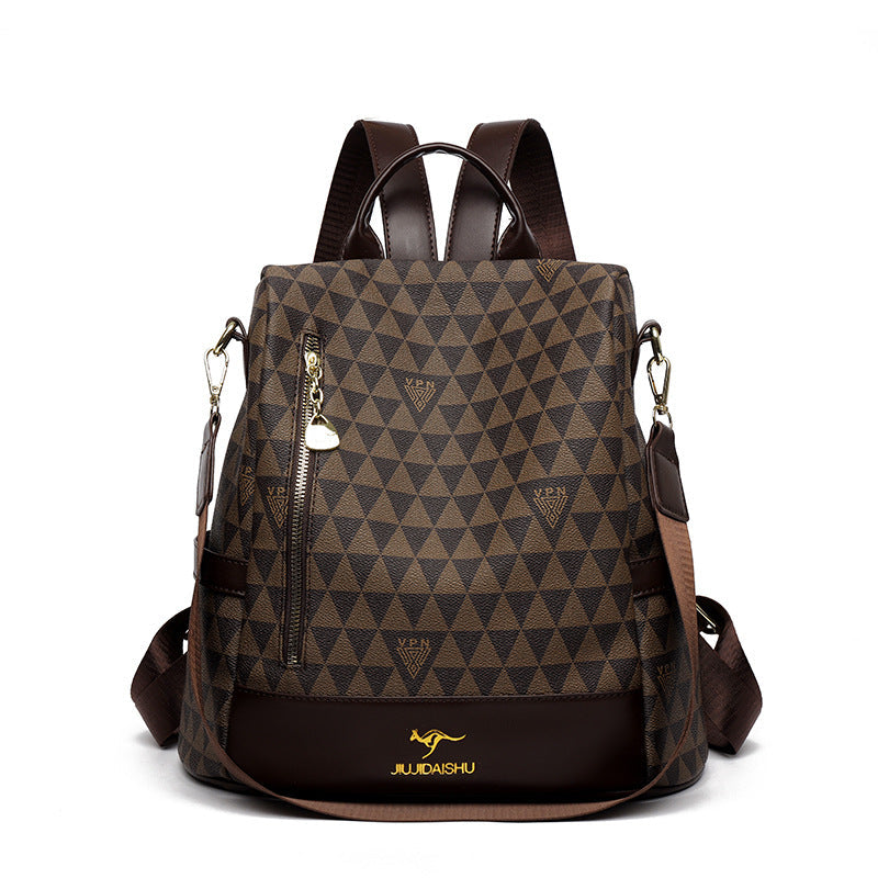 Unisex Rucksack mit geometrischem Muster und mehreren Taschen 1