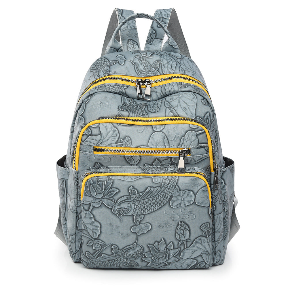 Unisex Rucksack mit geprägtem Blumenmuster 1