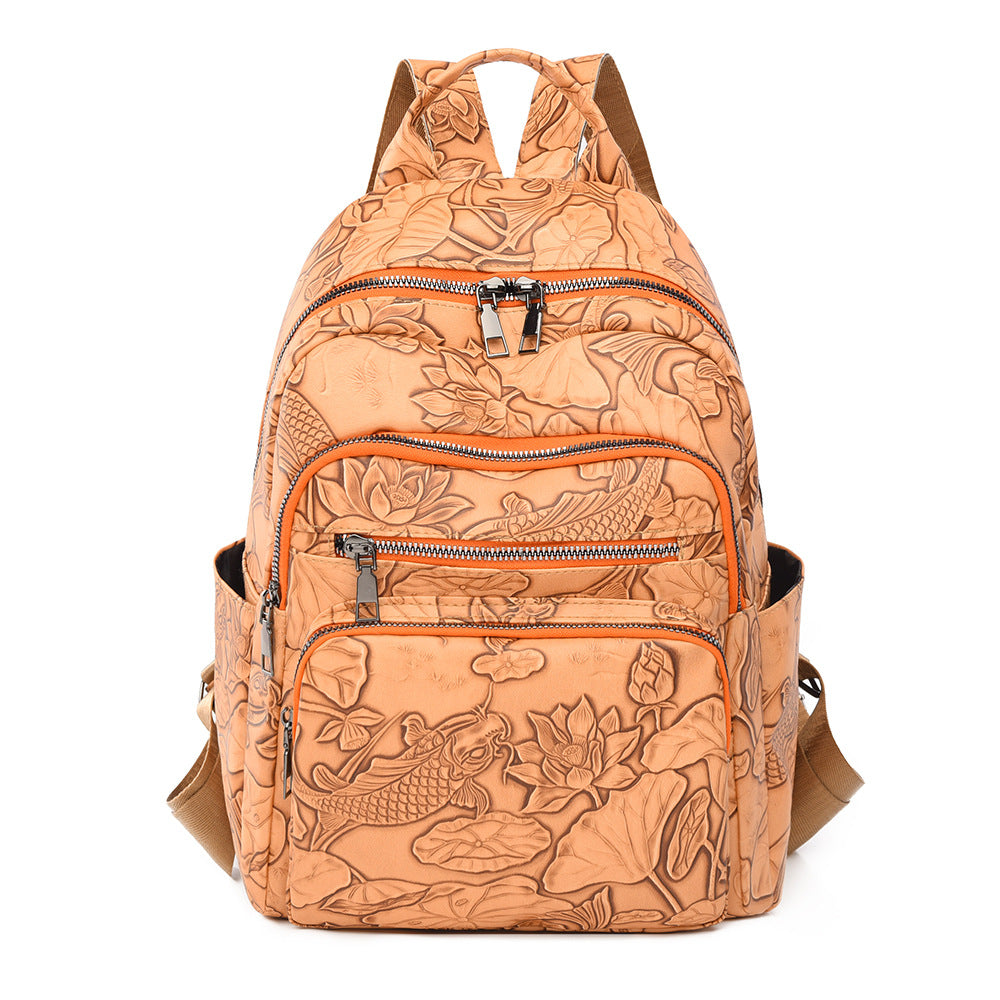 Unisex Rucksack mit geprägtem Blumenmuster 2