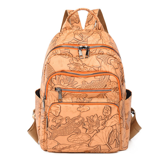 Unisex Rucksack mit geprägtem Blumenmuster 2