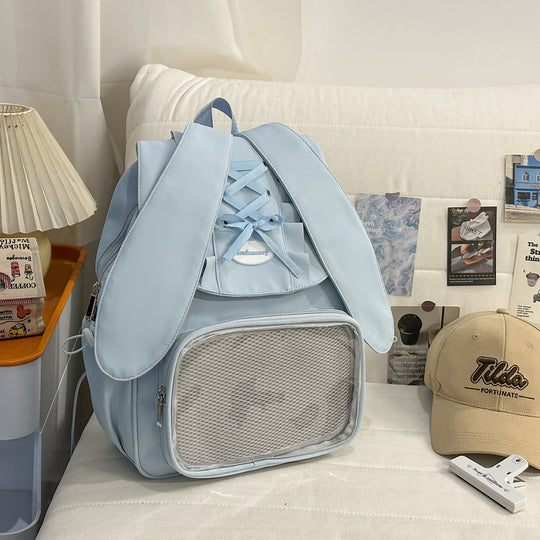 Unisex Rucksack mit verspieltem Hasenohren-Design 0