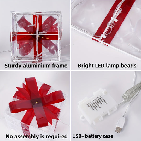 Weihnachtliches Geschenkboxen Set mit LED-Beleuchtung für drinnen und draußen 3