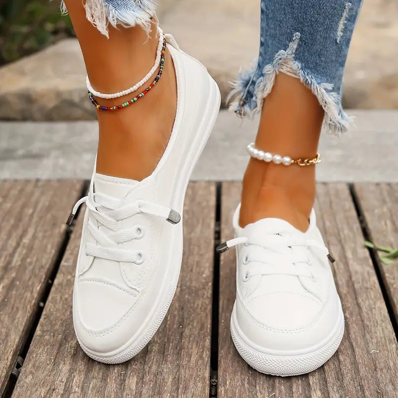 Damen Freizeitschuhe Flach Komfortabel Kunstleder 4