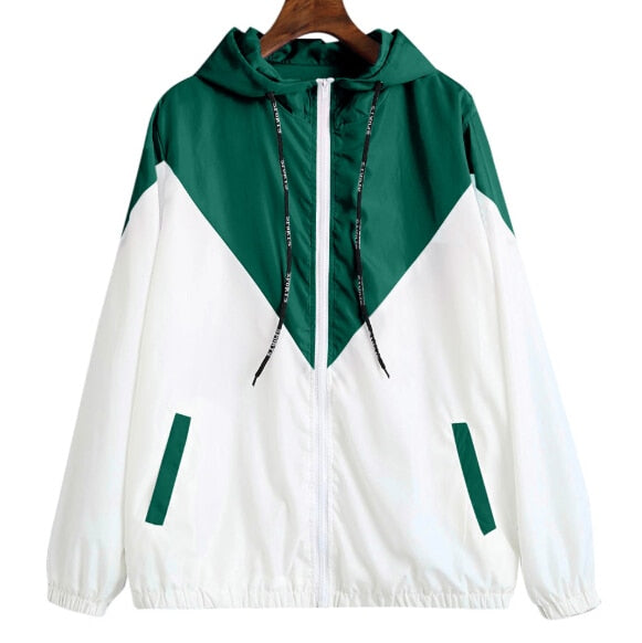 Zweifarbige Windbreaker-Jacke