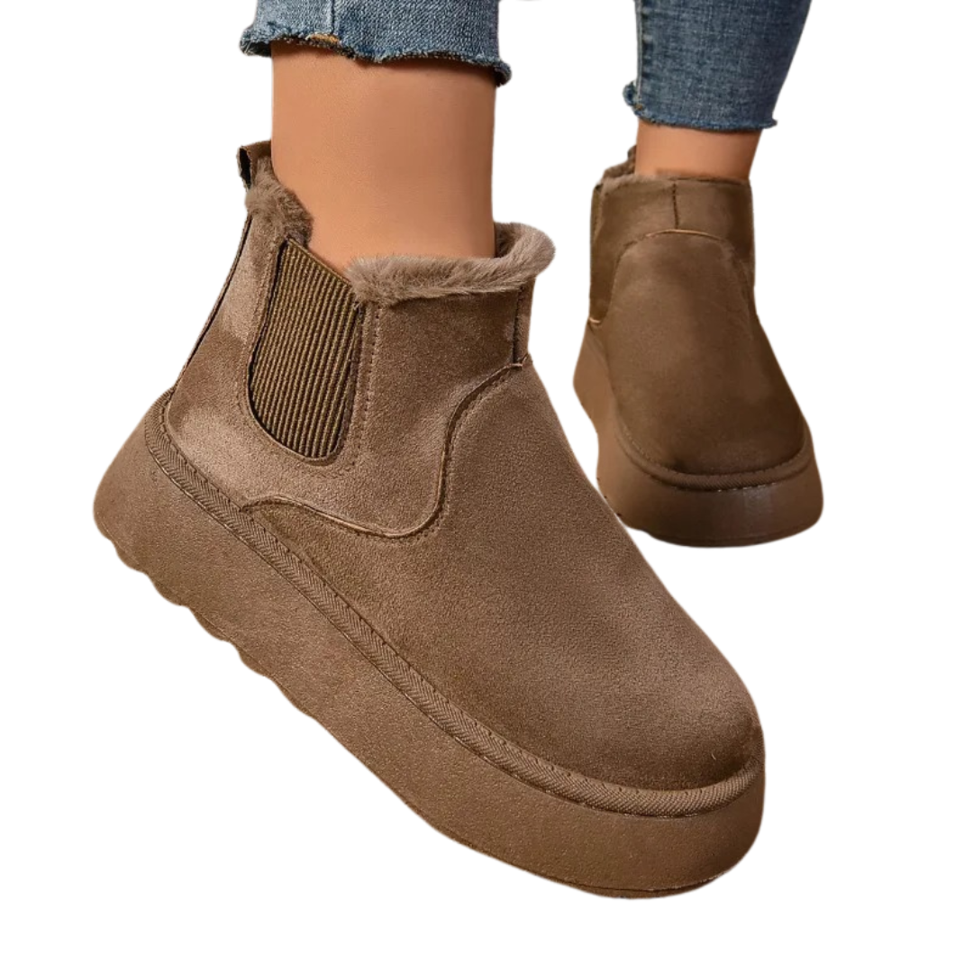 Pelzplüsch-Stiefeletten für Frauen