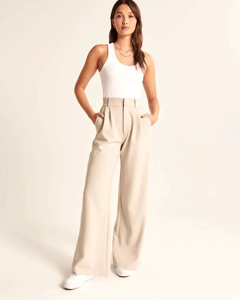 Damen Tailored Hosen Eleganter Schnitt Polyester-Viskose-Mix 3