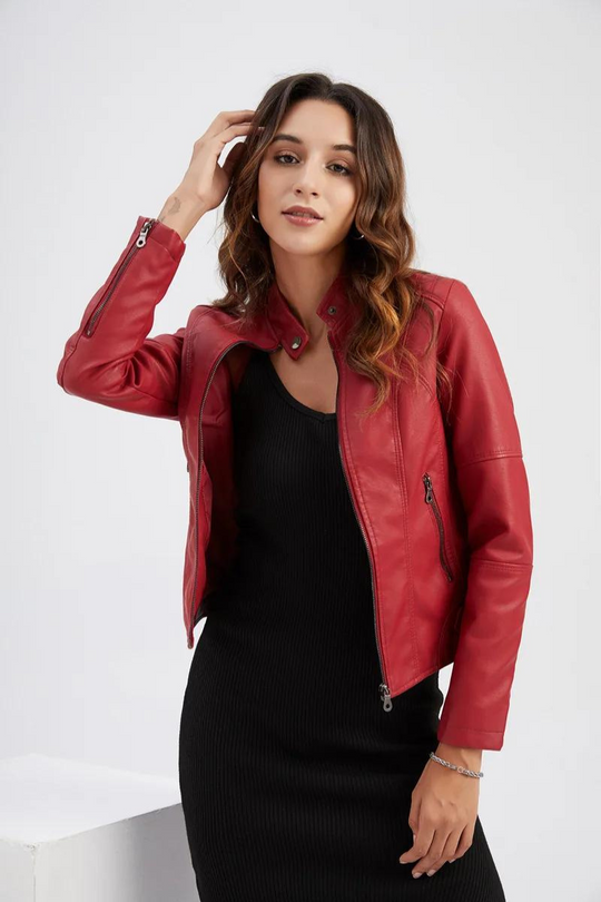 Motorrad-Lederjacke für Frauen