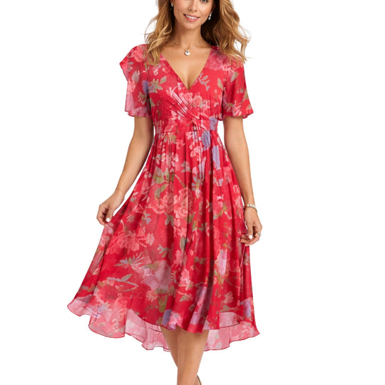 Damenkleid V-Ausschnitt Festlich Elegantes Design Hochwertiger Stoff