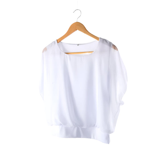 Frauen Rüschenärmel Chiffon Bluse