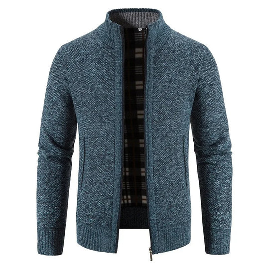Warme Herren-Fleece-Strickjacke mit Reißverschluss