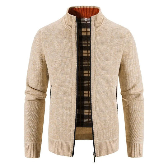 Warme Herren-Fleece-Strickjacke mit Reißverschluss