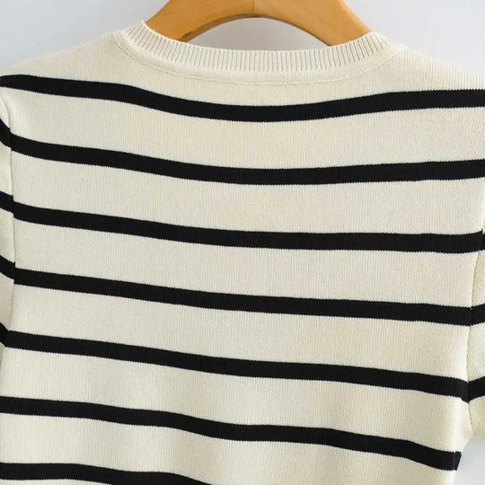 Gebreide gestreepte kurze Top für Damen