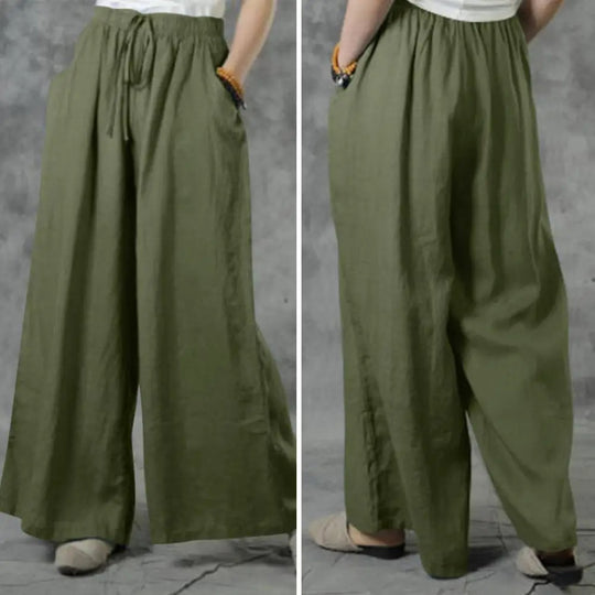 Lässige gerade Hose mit weitem Bein für Damen