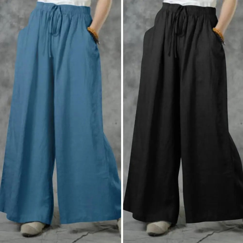 Lässige gerade Hose mit weitem Bein für Damen