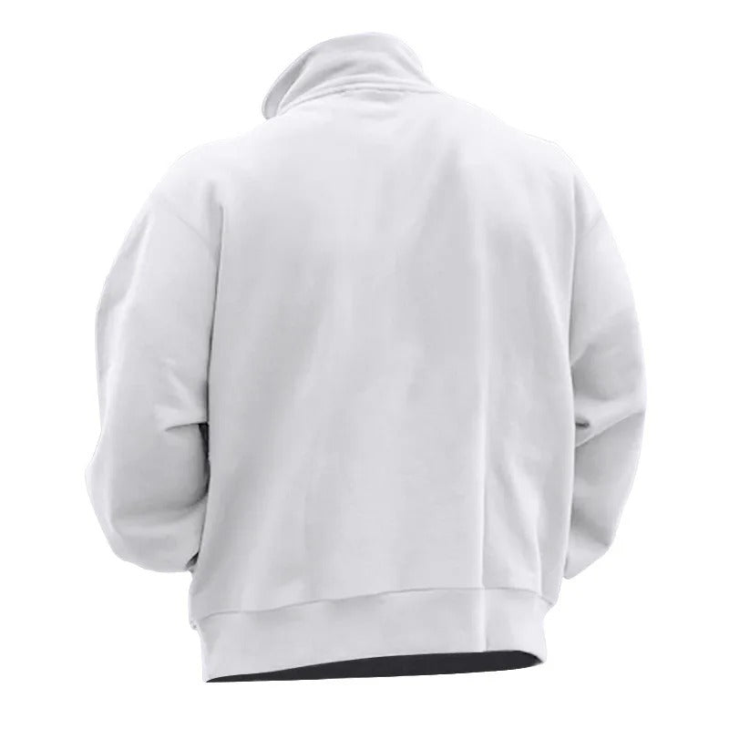 Herren-Sweatshirt mit halbem Reißverschluss und Stehkragen